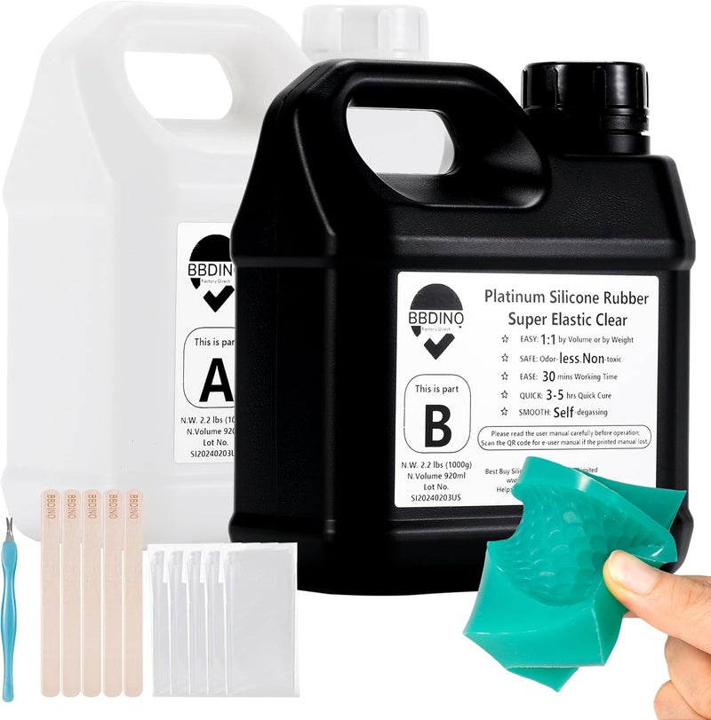 BBDINO Silicone Mold Making Kit Super Elastic Liquid Silicon for Molds Making 70.6 oz, Fast Cure Soft Mould Maker Silicone Rubber for Casting with Resin/Silicone/Jewelry/Soap/Wax/Plaster - Image 1